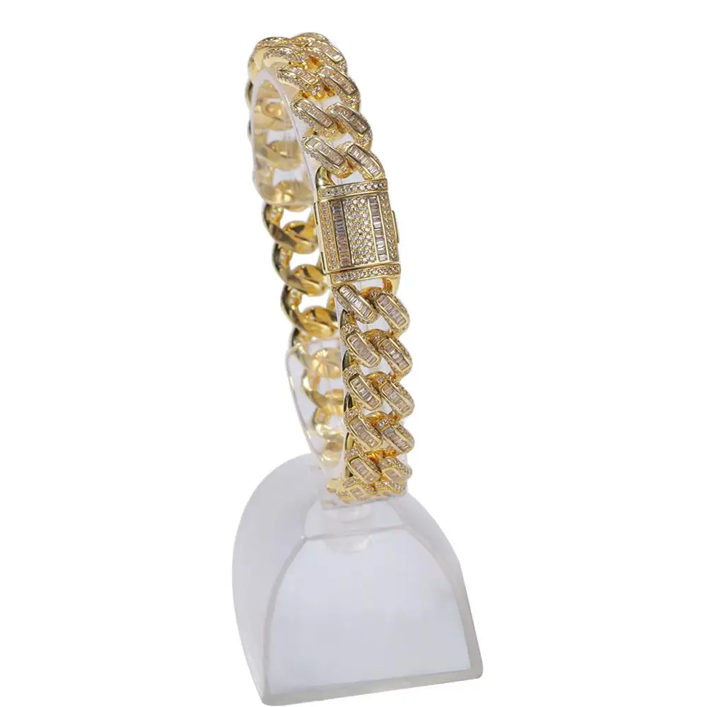 Высококачественный мужской сверкающий браслет в стиле хип хоп с цирконами