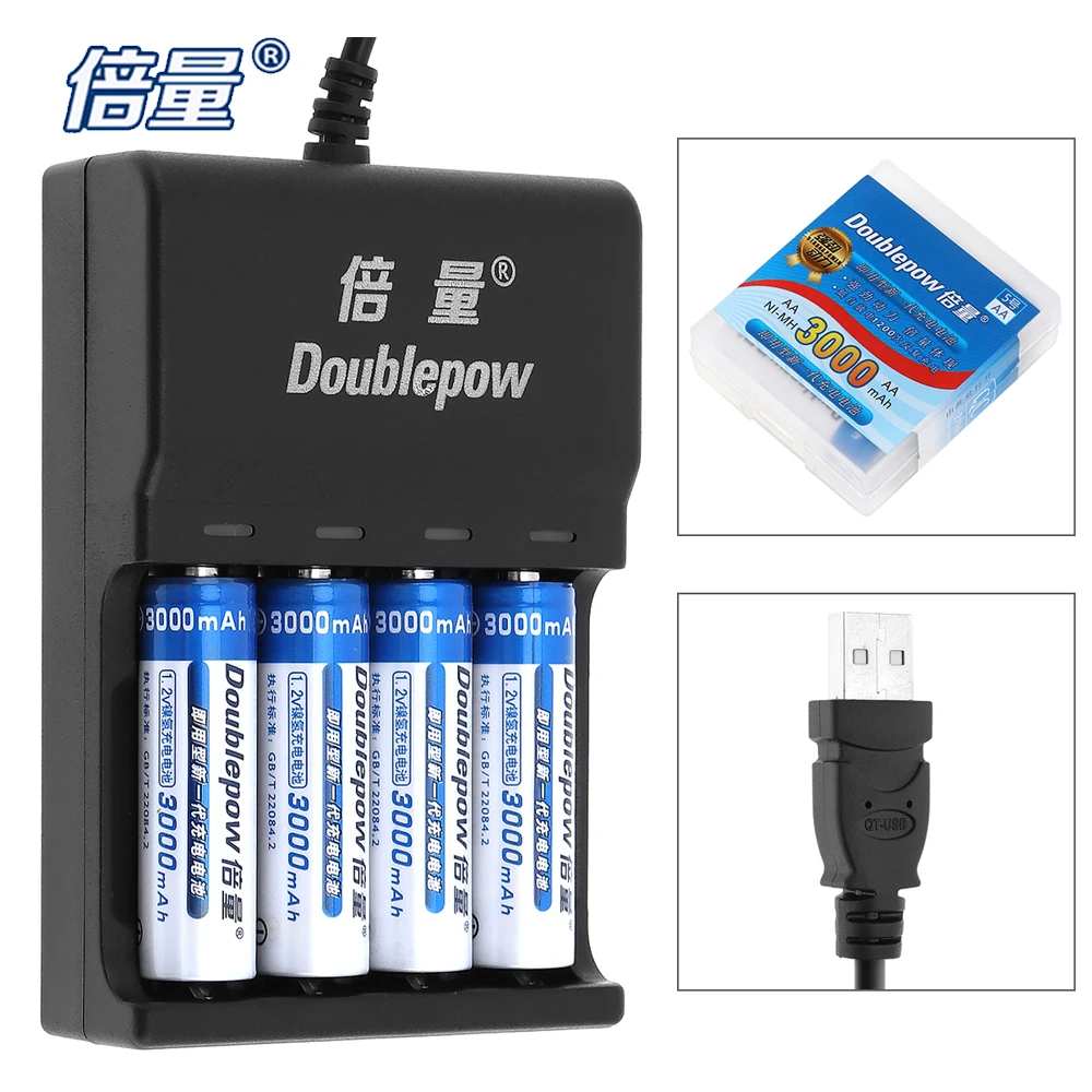 4 шт. двойное зарядное устройство USB 3000 мАч + слота AA AAA Ni MH CD|battery charger|aa rechargeable
