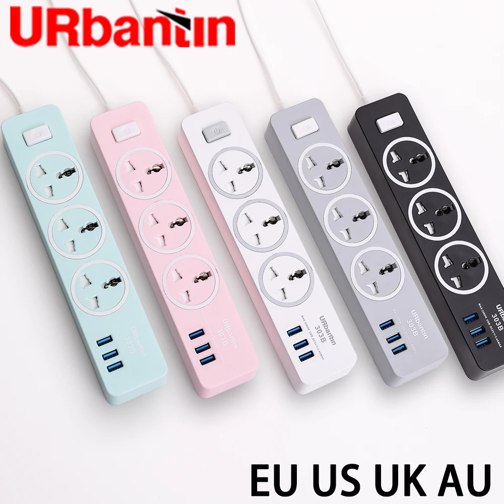 Urbantin USB силовая полоса умная вилка Быстрая зарядка USB Универсальная Розетка с EU UK AU US вилка мульти штепсельная силовая полоса