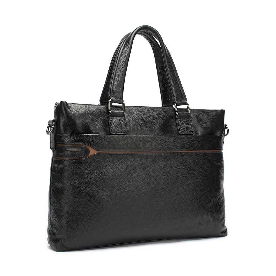 Мужской портфель из натуральной кожи с ручками и плечевым ремнём | Багаж сумки