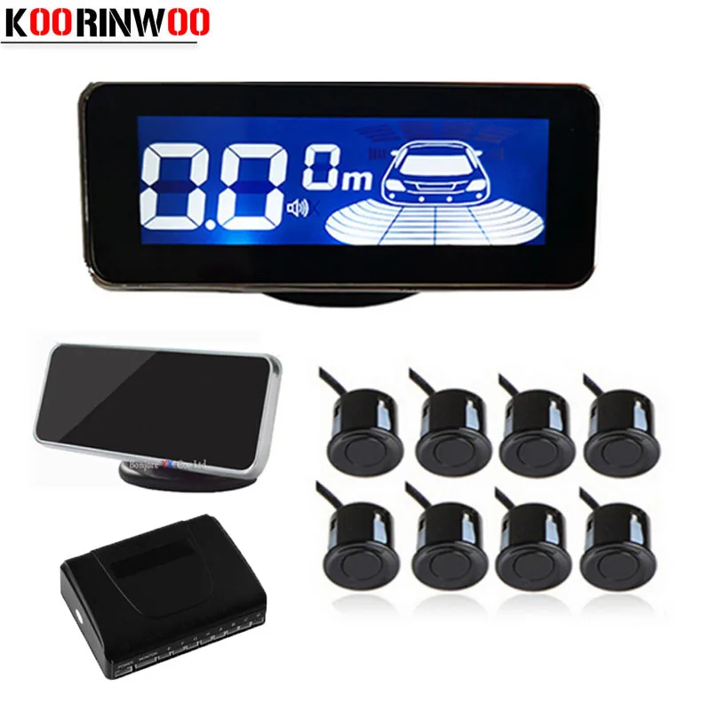 Koorinwoo LCD Display Parktronic Car Parking Sensors 8 Radars Sound Alarm Probes Car-detector Car Parking Parkmaster Reversing