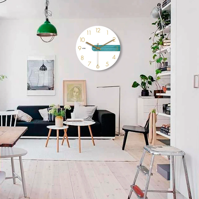 Round Fashion Clock Wall Wooden Living Room Creative Needle Watches Bedroom Home Decor | Дом и сад