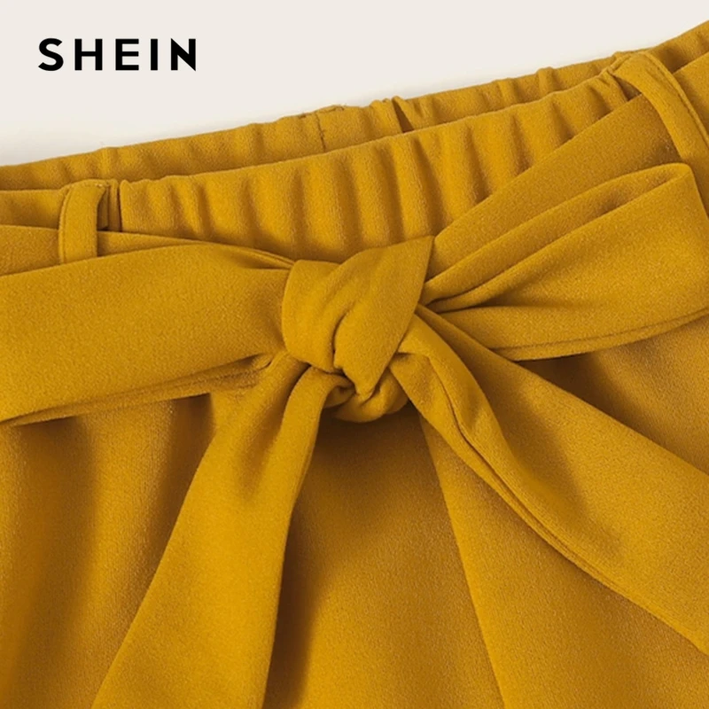 SHEIN/Детский комплект для девочек, имбирный топ на бретельках и штаны с поясом, комплект в стиле бохо, г. Летний детский комплект из двух предметов без рукавов на пуговицах