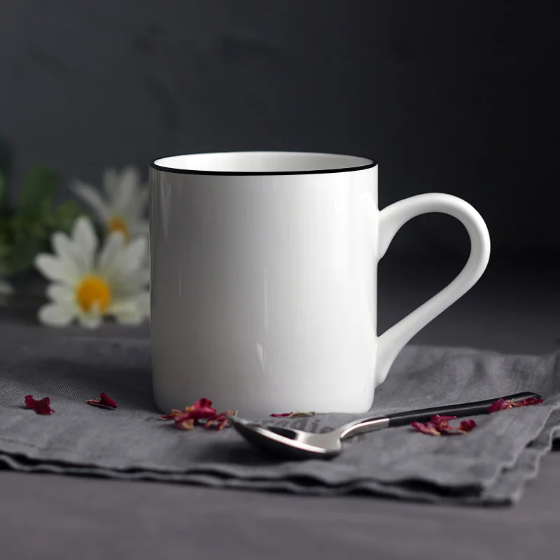 Простой европейский стиль кофе чай чашки черный в полоску офис посуда для