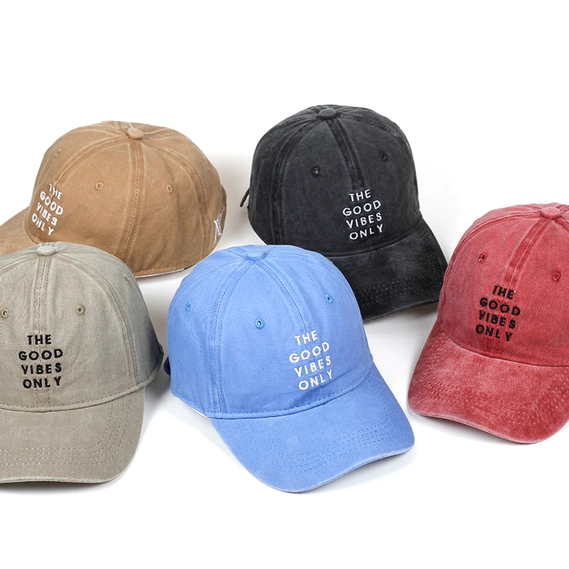 Шляпа c вышивкой из мытого хлопка THE GOOD VIBES ONLY для отца мужчин женщин хип хоп Snapback