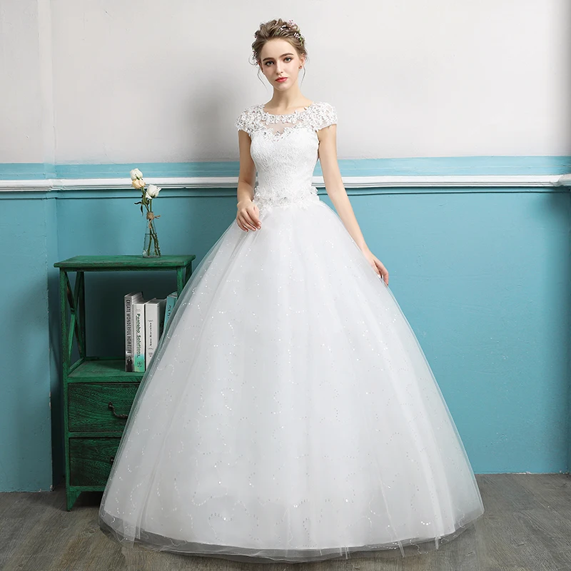 Elegant Scoop Neck Beading Lace Up Vestidos De Novia Crystal Backless A-line Maxi Wedding Dresses Robe Marriage Bridal Gowns | Свадьбы и
