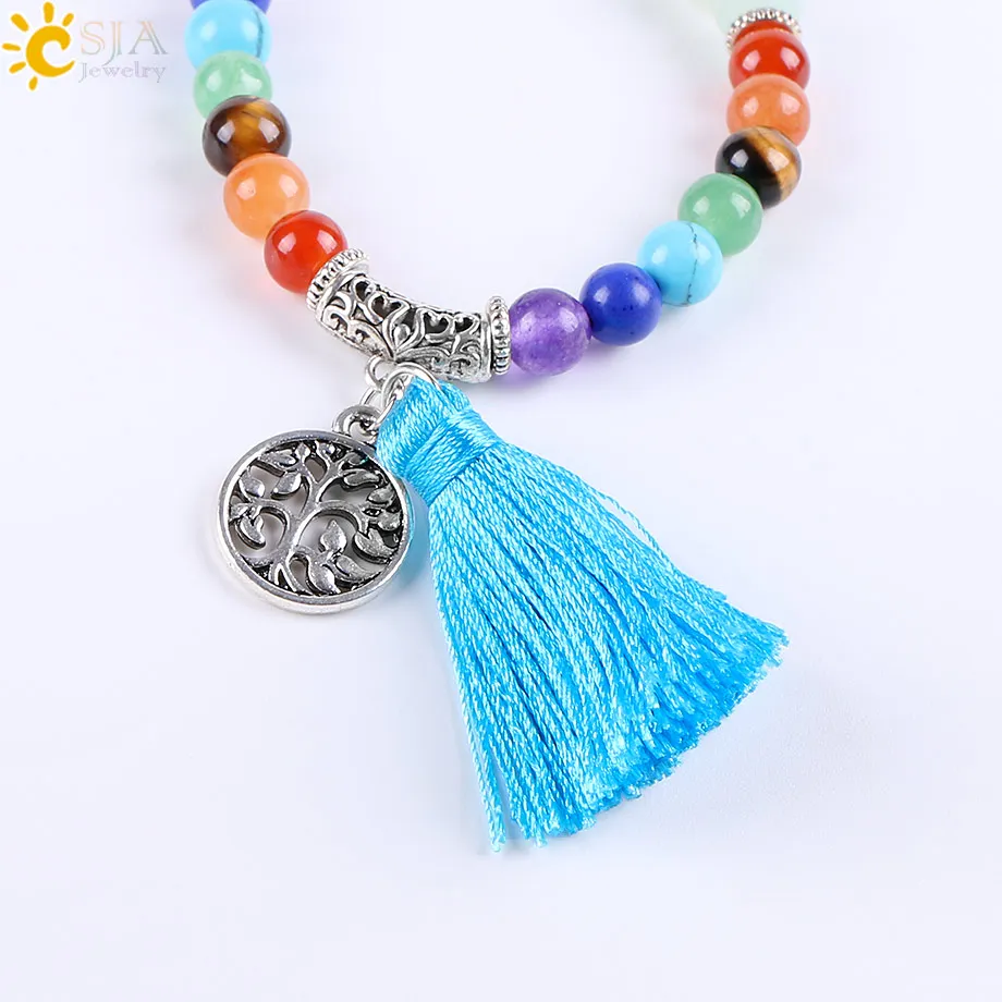 CSJA 7 Чакра натуральный Амазонит камень браслеты 6 мм Тибетский 108 молитва бусина