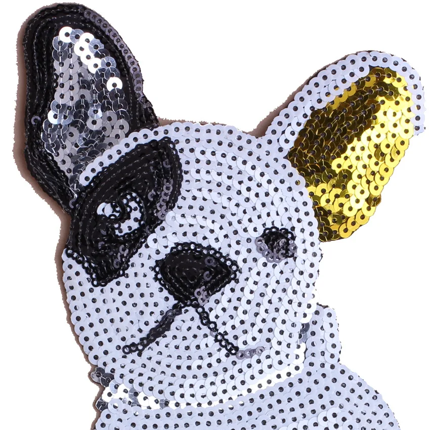 GUGUTREE вышивка блёстки большие нашивки в виде собак животных значки аппликации