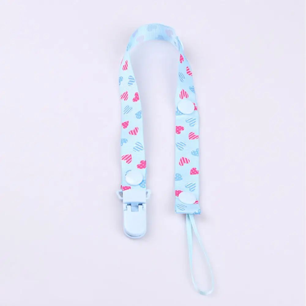 Sky blue-Hearts 1 шт. Детские анти-потерял соску цепи Смешные ленты для кормления соска пустышка соска ремешок-цепочка Клип держатель для для малышей - Цвет: Sky blue-Hearts