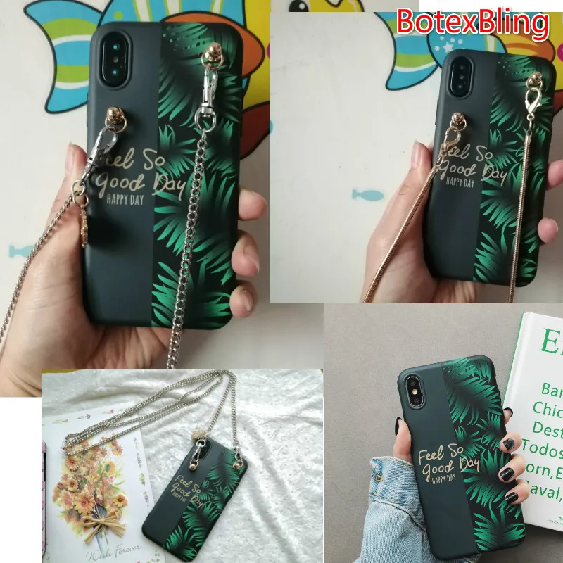 Мягкий чехол для huawei P30 pro P20 с растительным листом для huawei Mate20 pro mate30 nova 5 4 3 3i 2s с цепочкой через плечо для девочек honor 20 Pro v20