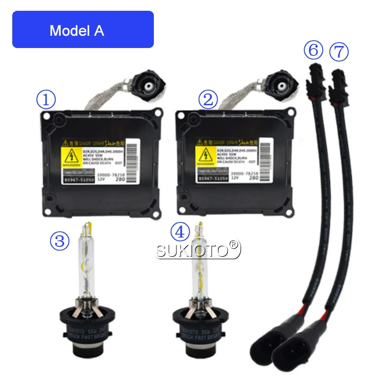 SUKIOTO HID Xenon комплект фар 55W xenon d2s 5500K D4S D2R D4R балласт xenon конверсионный комплект d2s Super Vision+ 60% hid налобный фонарь - Испускаемый цвет: Model A Full KIT
