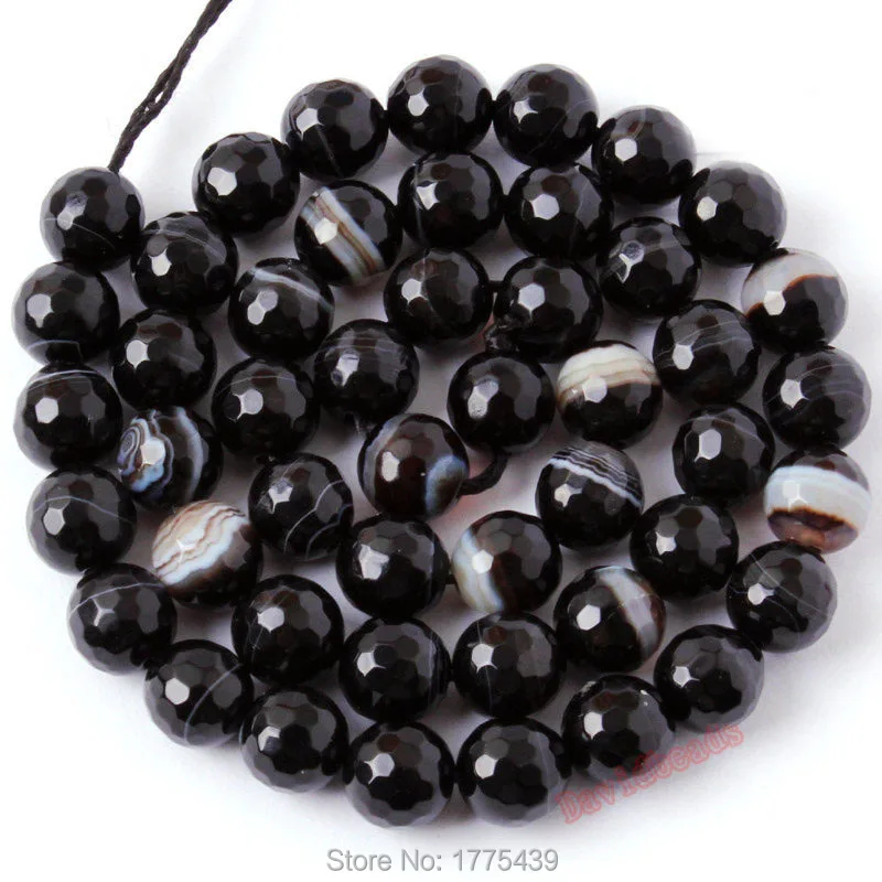 Круглые Бусины Из граненого камня с черной полоской 6 8 10 12 мм для