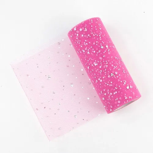 sequin 15 Rose Блестящий рулон тюля с блестками 25 ярдов 15 см 6 дюймов катушка пачка Свадебная отделка органзы лазер поделки день рождения поставки - Цвет: sequin 15 Rose