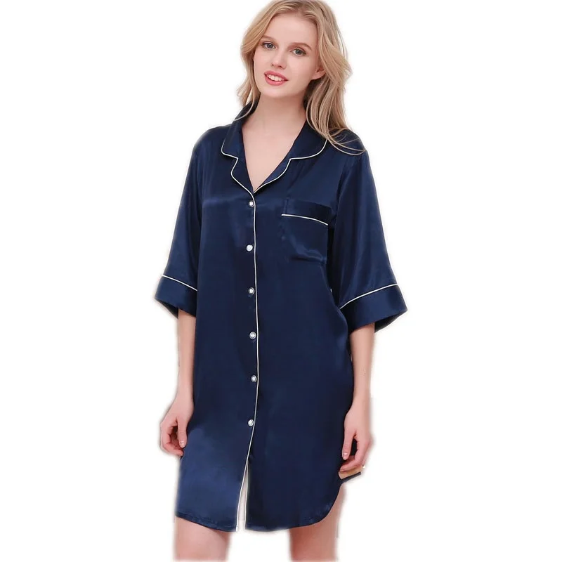 Smmoloa Европейский стиль ночная рубашка пижама атласный шелк Pymaja|silk satin sleepwear|silk