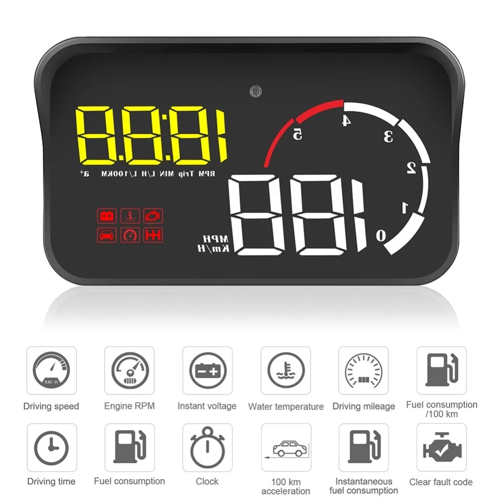 Автомобильный OBD2 II Hud Дисплей Цифровой спидометр перенапряжения предупреждение
