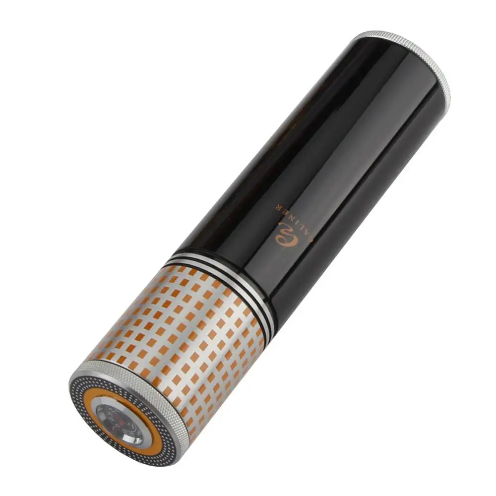 GALINER BLACK COHIBA портсигар трубка путешествия Humidor чехол для сигар банка портативный алюминиевый открытый коробка для сигар Humidor с увлажнитель с гигрометром - Цвет: GALINER BLACK