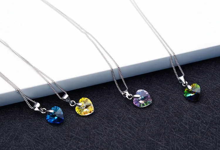 BAFFIN мини-ожерелье в форме сердца, подвеска с кристаллами Swarovski для женщин и девочек, подарок, серебряная цепочка, Детские ювелирные украшения