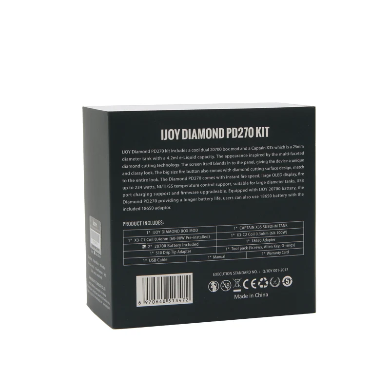 Оригинал Ijoy Diamond PD270 комплект 234 W TC поле Mod с 4 2 мл капитан X3S бак распылитель