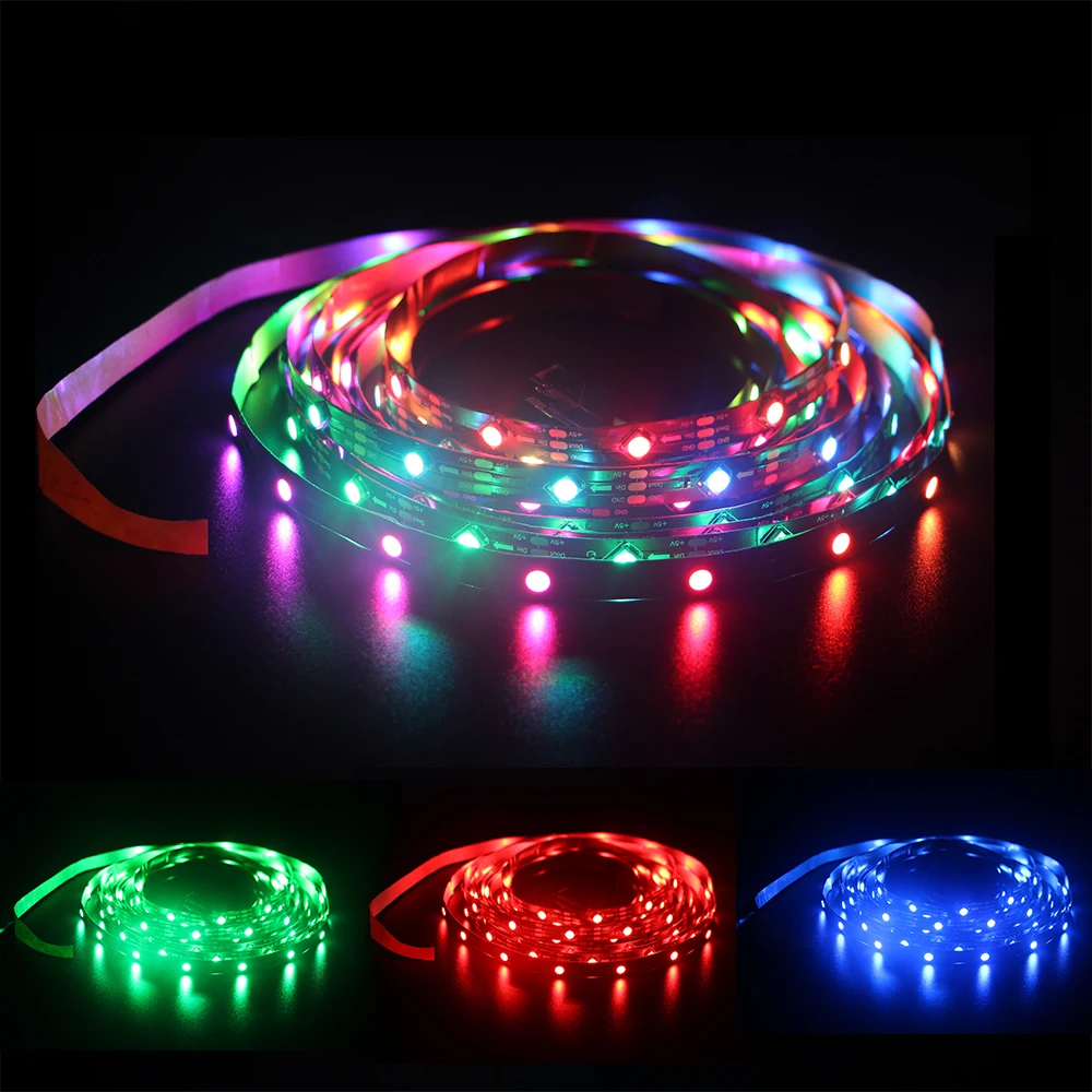 

1m 2m 4m 5m DC5V WS2812B Black/White PCB 30/60/74/144 Leds/m WS2812 IC IP30/IP65/IP67 Led Pixel Strip Light