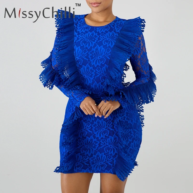 Женское кружевное Прозрачное платье MissyChilli Белое Облегающее Клубное мини