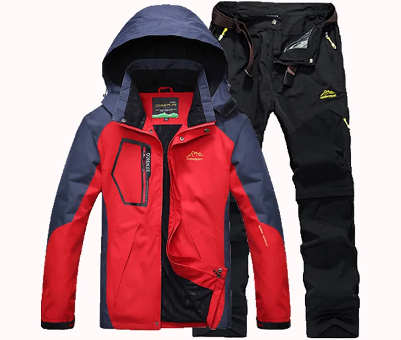 Red Black Suit DIRENJIE мужские летние для рыбалки, Походов, Кемпинга, альпинизма, походов, путешествий, быстросохнущие куртки, брюки, костюм, брюки, плюс размер, 5XL - Цвет: Red Black Suit