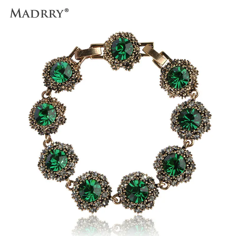 

Madrry Luxury High Quality Fashion Green Vintage Brazaletes Nice Collar Pulseiras Femininas Christmas Best Bracelets Bijoux Vaz