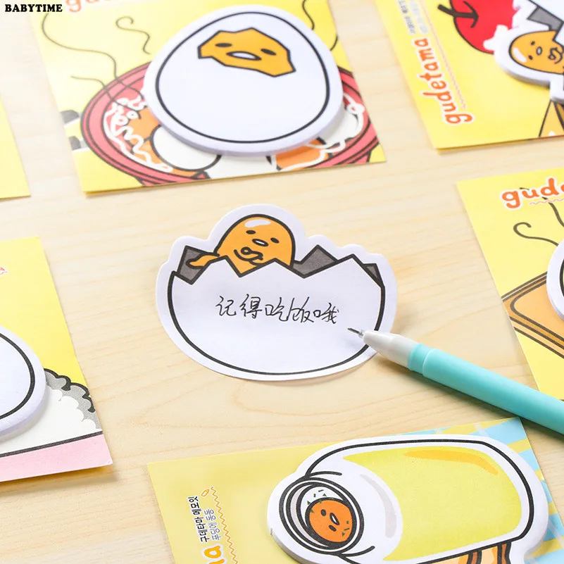 2PCS Cute Kawaii Gudetama Lazy Egg Self-Adhesive Memo Pads Sticky Notes Post It Decorative Bookmark School Office Supply | Канцтовары