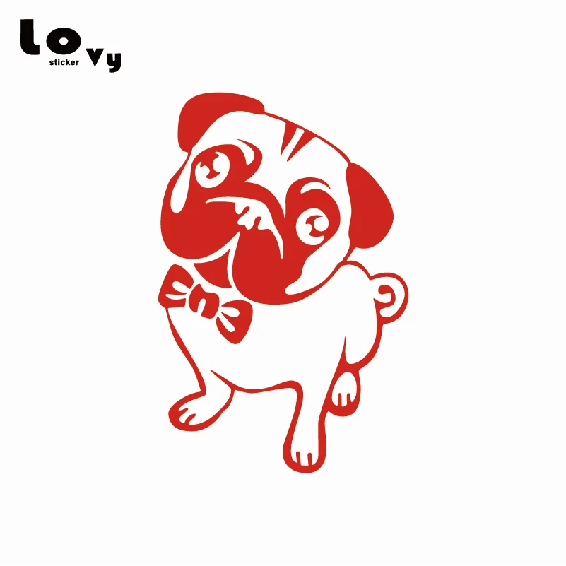 Lovely Pug Dog Vinyl Car Sticker Cartoon Animal Decal for Window Door Body Decoration CA0290 | Автомобили и мотоциклы