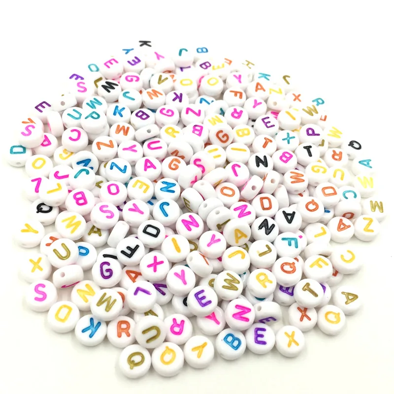 200 шт. акриловые бусины разделители с буквенным алфавитом разноцветные Круглые