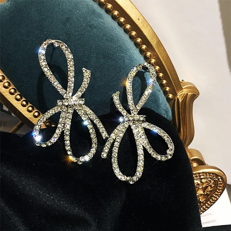 Женские Геометрические серьги Hyperbole с кристаллами в виде