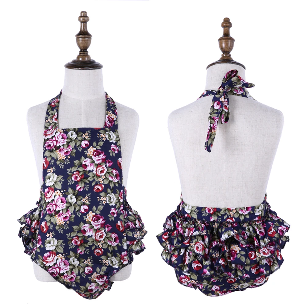 Цельный комбинезон с цветочным принтом для маленьких девочек модные хлопковые