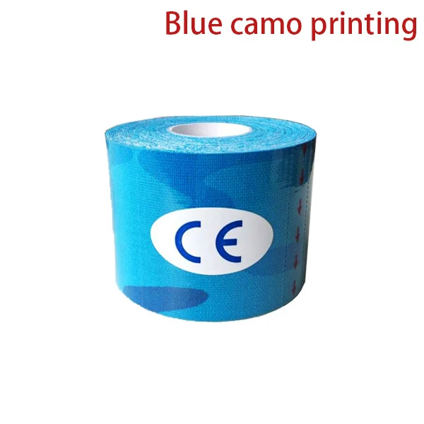 Blue camo Кинезиологии ленты 5 см* 5 м спортивные хлопковые дышащие Водонепроницаемый колена протектор бандаж лечебно-спортивный лента Фитнес волейбол тейпирование ленты кинезиология - Цвет: Blue camo