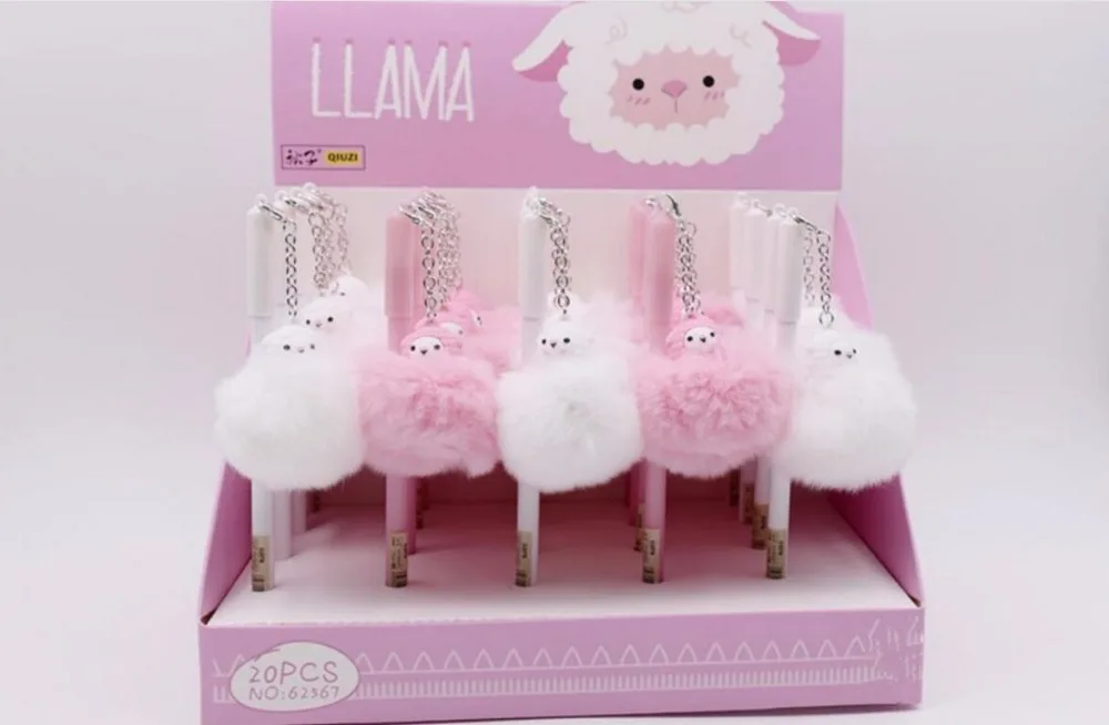 Милый Kawaii Альпака шерстяной шарик гелевая ручка с подвеской чернильная подарок