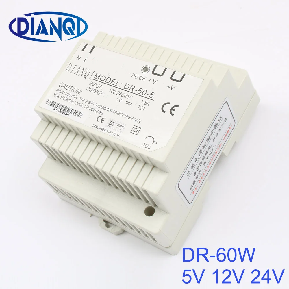 DIANQI Din rail источник питания 60 Вт 24 в мощный преобразователь постоянного тока В dr