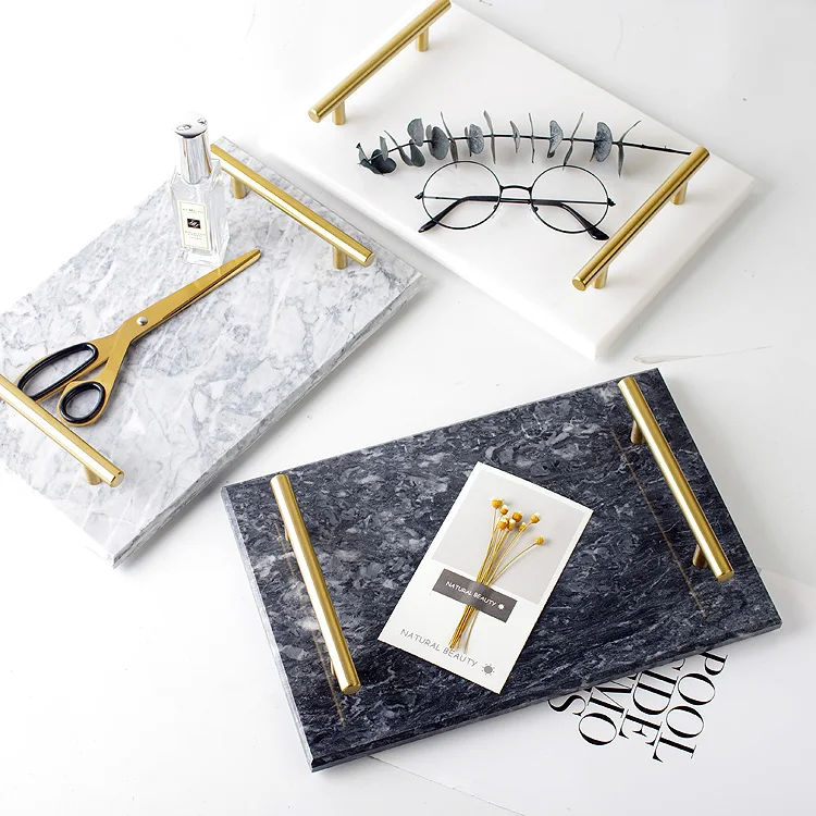 Креативный натуральный мраморный поднос декоративная тарелка для хранения стол