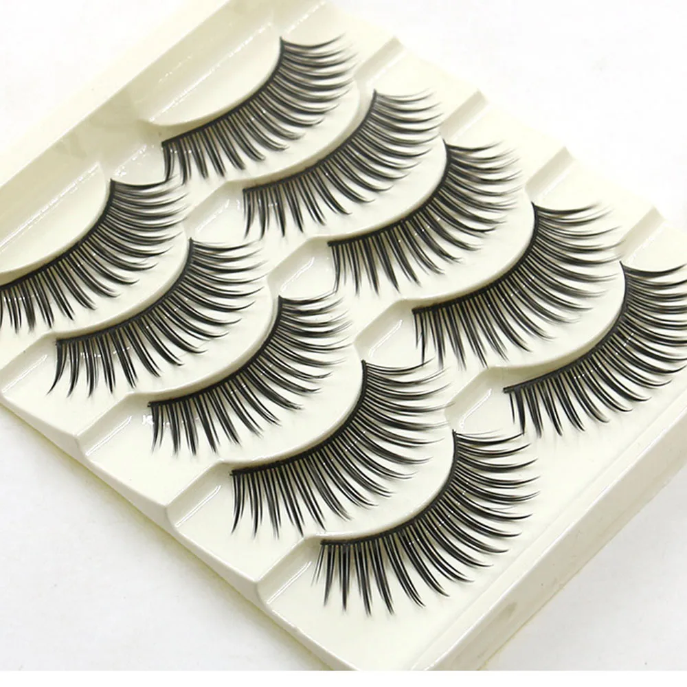 5 пар модные натуральные накладные ресницы для макияжа Длинные Накладные ручной