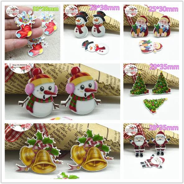 

10pcs Resin planar kawaii Christmas snowman tree flat back Art Decoration Charm Craft DIY hair bow center accessories