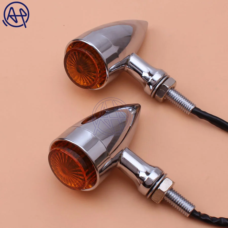 Chrome n Amber Lens Хром/черный мотоцикл поворотники Поворотный Светильник красный/Янтарный светильник s для Harley Softail Dyna Sportster 883 1200 XL Bobber Chopper - Цвет: Chrome n Amber Lens