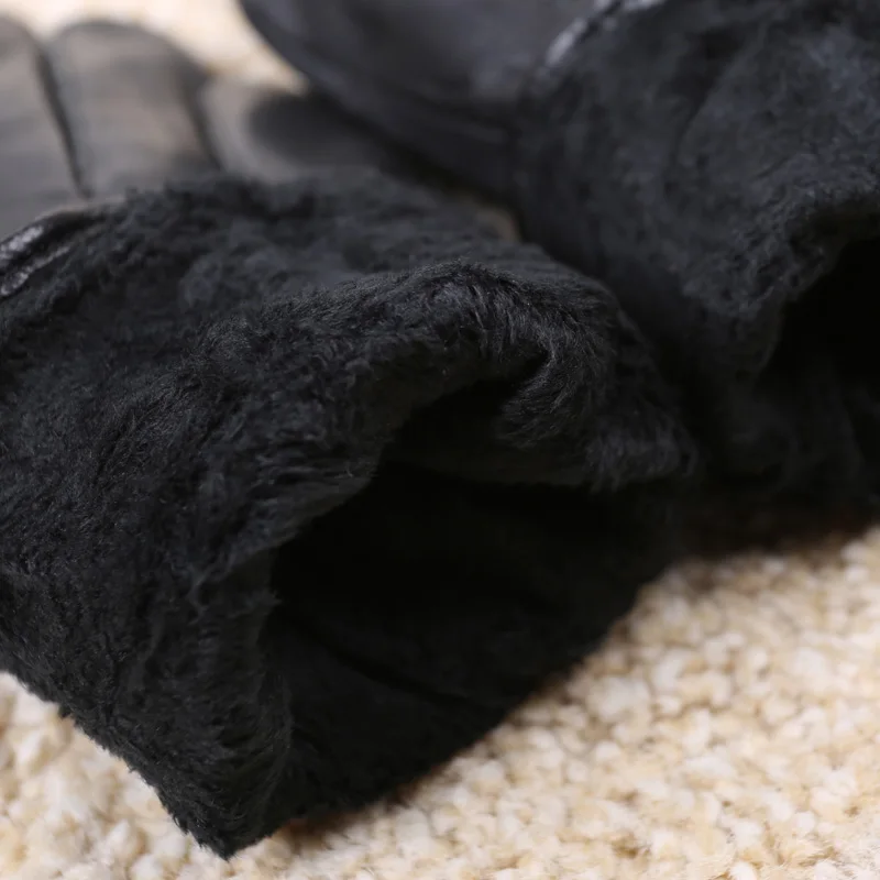 Женские кожаные перчатки женские зимние модные из овчины черные 2018|women's black leather