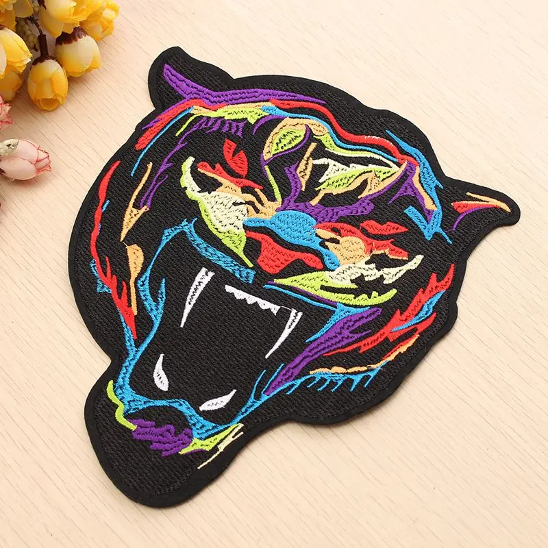 1 шт. вышитый Радужный тигр пришитый на железной нашивке значок сумка тканевая