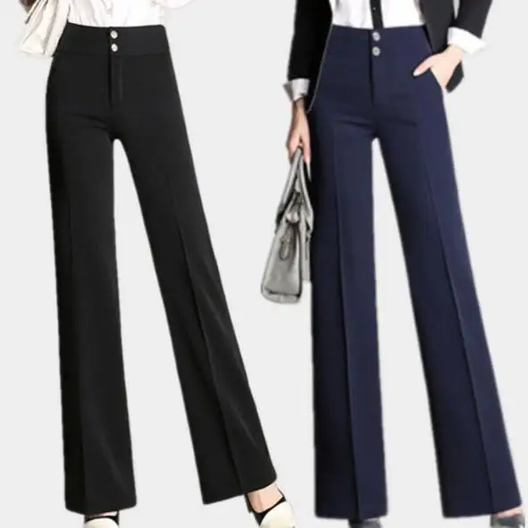 Женские офисные брюки новые дизайнерские женские черные темно синие широкие
