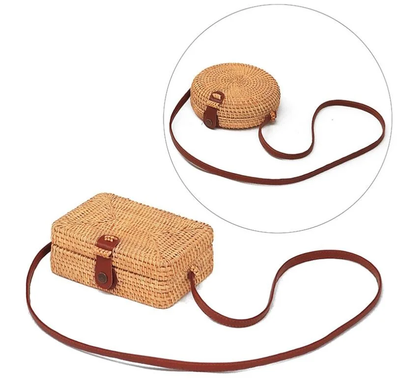 Модная квадратная круглая соломенная сумка женские летние плетеные пляжные