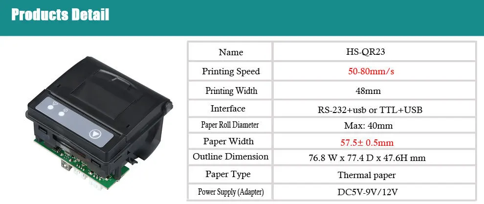 58 мм встроенный Печатный модуль панели термопринтер совместим с APS EPM203-MRS ttl интерфейс