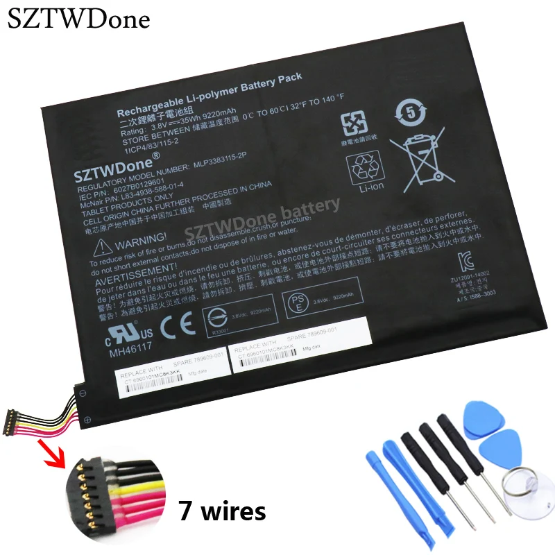 7 wires Sztwdone планшет ноутбук Батарея для hp Pavilion x2 10-j013tu 10-j014tu 10-j024tu 10-j025tu MLP3383115-2P MH46117 789609-001 аккумулятор большой емкости - Цвет: 7 wires