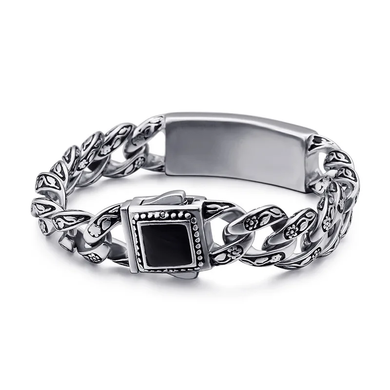 Solid 316L Stainless Steel Rose Flower Bracelet Mens Biker Link Chain S229 | Украшения и аксессуары