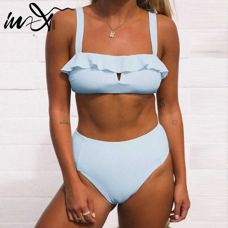 В-X сексуальное бикини микро 2019 оборки купальный костюм с высокой талией