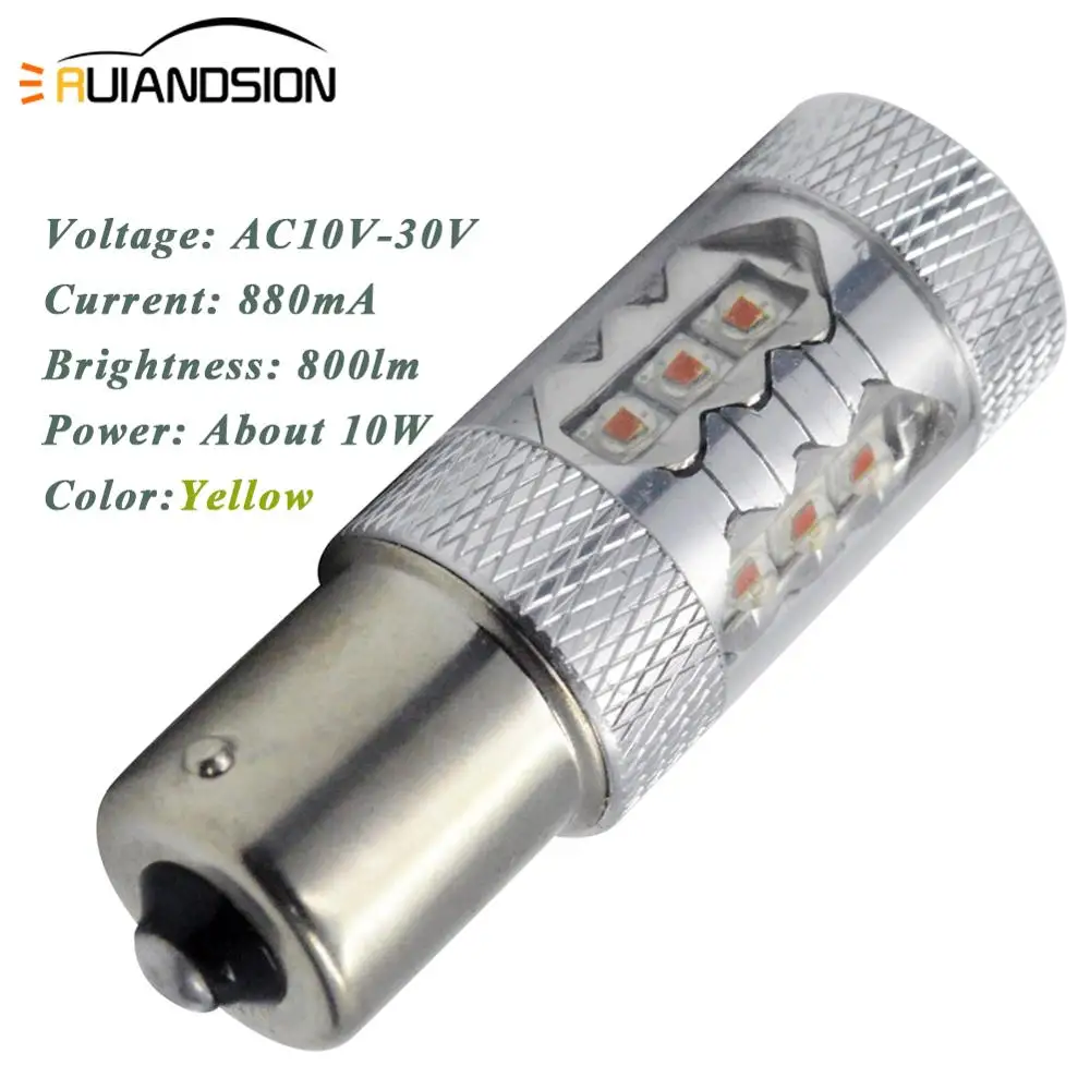 1 шт. 0.88A P21W светодиодный 1156 BA15S PY21W BAU15S XB D 16SMD лампочки Canbus AC/DC10 30V светильник для