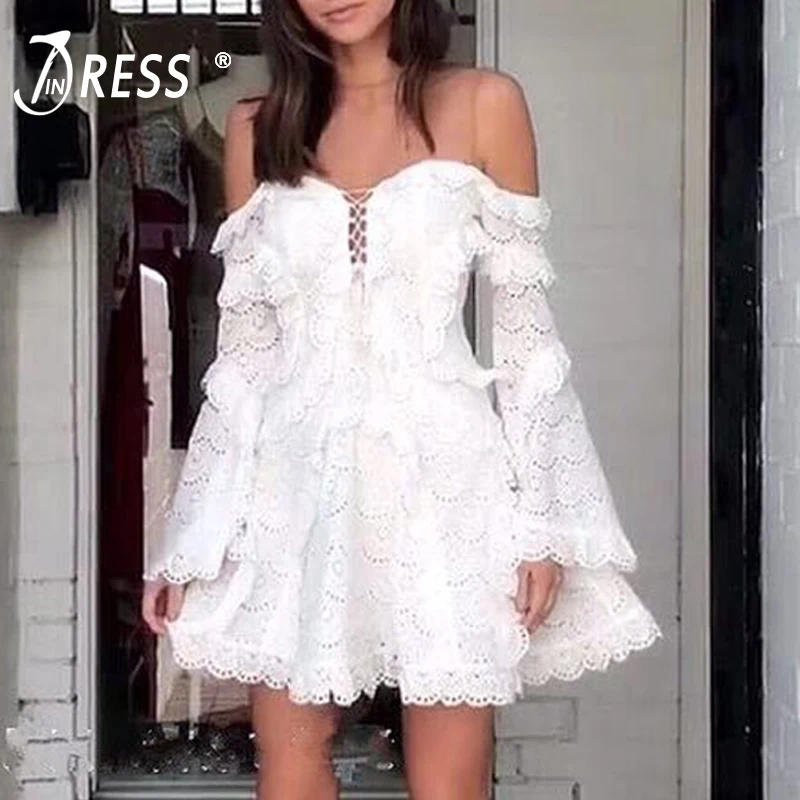 Женское платье с круглым вырезом INDRESSME Сетчатое трапециевидной формы длинными