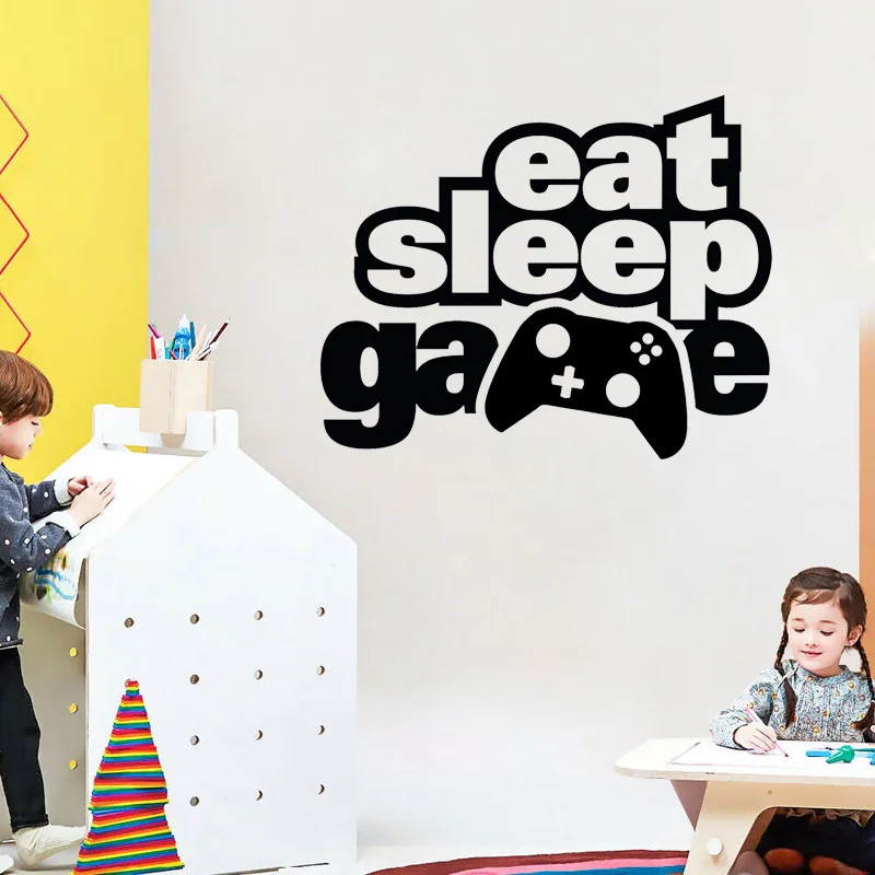 YOJA 47 см * 38 Eat Sleep игровая Наклейка на стену для геймеров подростков спальни ПВХ