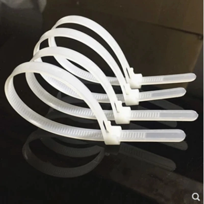 Нейлоновый ремешок с живой пряжкой, ретрактор, многоразового использования, черно-белый, высокая температурная стойкость, 100шт/лот, 8*250мм.